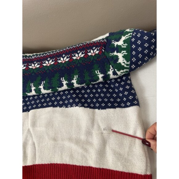 Mens Ugly Christmas Sweater 2XL Wolves Reindeer Moon Holiday Winter Cozy Funny - Picture 4 of 9